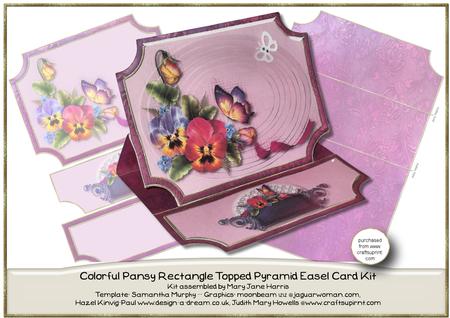 Colorful Pansy Rectangle Topped Pyramid Easel Card Kit