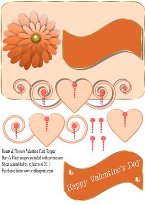 Hearts & Flowers Valentine Card Topper