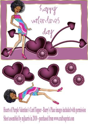 Hearts of Purple Valentine's Card Topper