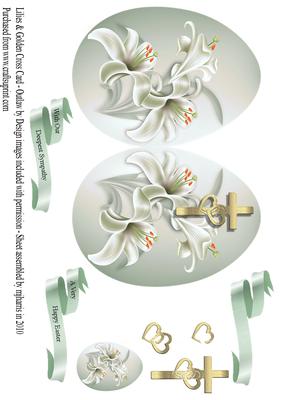Lilies & Golden Cross Easter or Sympathy Card