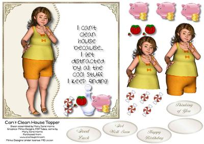 Can't Clean House Card Topper