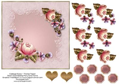 Cabbage Roses & Thistles Topper 1