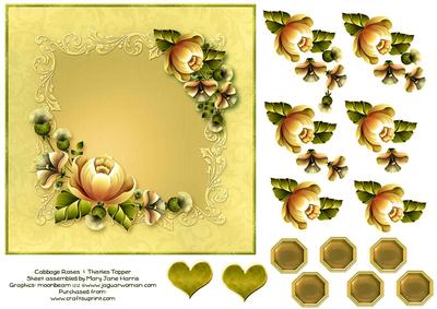 Cabbage Roses & Thistles Topper 3