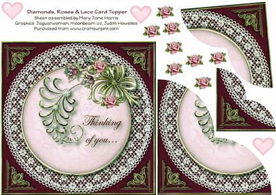 Diamonds, Roses & Lace Card Topper 1