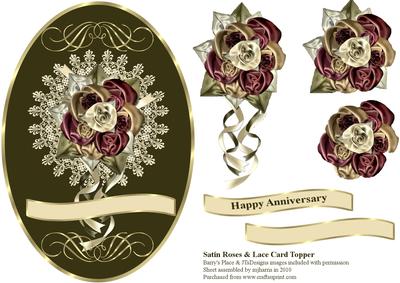 Satin Roses & Lace Card Topper