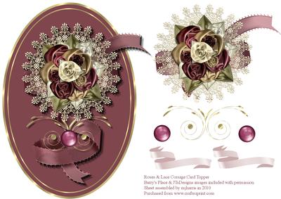 Roses & Lace Corsage Card Topper