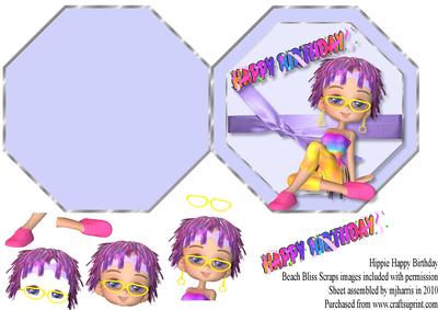 Hippie Chick Birthday Card Topper