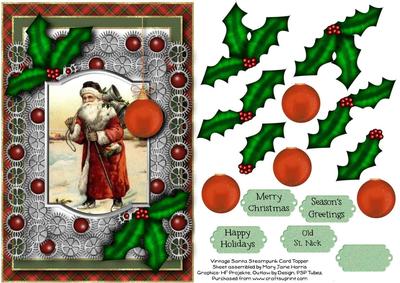 Vintage Santa Steampunk Card Topper