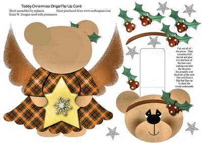 Teddy's Christmas Angel Flip-up Card