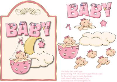 New Baby Girl Card Topper