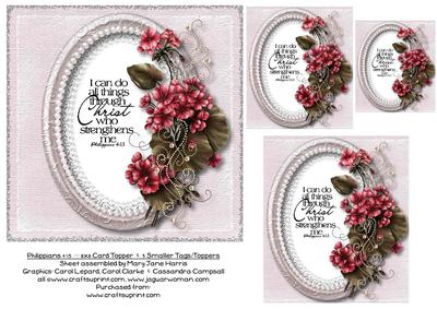 Philippians 4:13 - 8x8 Topper & 3 Smaller Tags/toppers 1