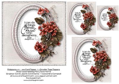 Philippians 4:13 - 8x8 Topper & 3 Smaller Tags/toppers 2
