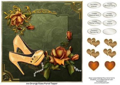 8x8 Orange Rose Shoe Panel Topper