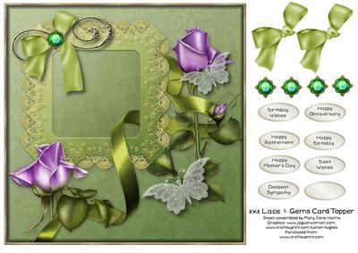8x8 Lace Butterflies & Gems Topper
