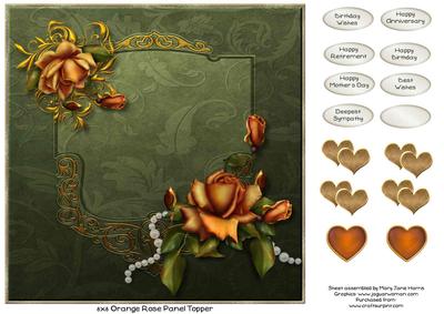 8x8 Orange Rose Panel Topper