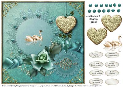 8x8 Roses & Hearts Topper