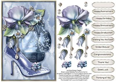 Ice Blue Roses Topper