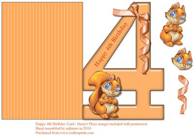 Happy 4th Birthday Card