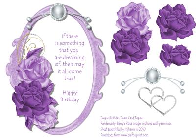 Purple Birthday Roses Card Topper