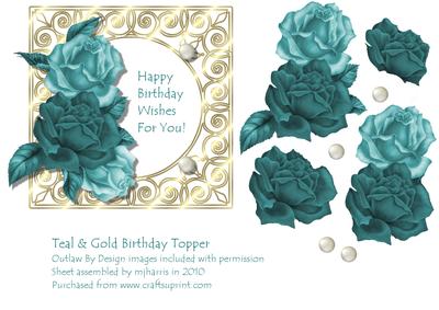 Teal & Gold Birthday Topper