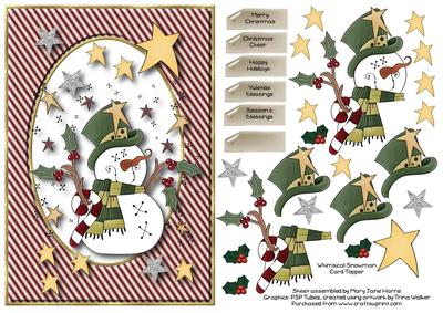Whimsical Snowman Card Topper