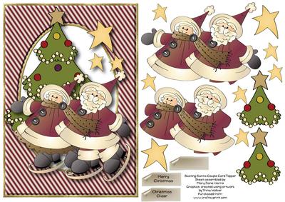Skating Santa Couple Card Topper