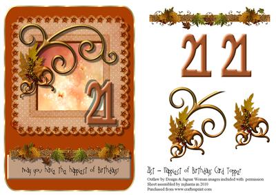 21st Happiest of Birthdays Card Topper