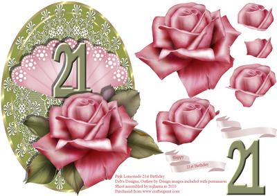 Pink Lemonade 21st Birthday Card Topper