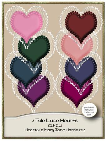 8 Tule Lace Hearts - Cu4cu