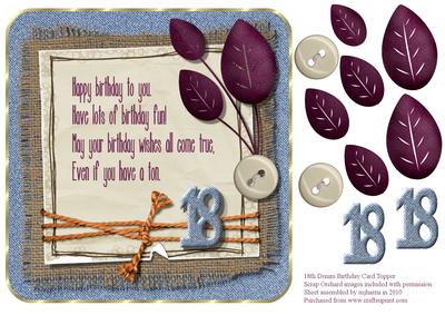18th Denim Birthday Card Topper