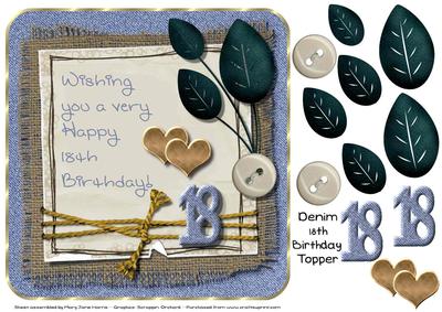 Denim 18th Birthday Card Topper