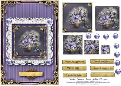 Basket Bouquet Pyramid Card Topper 1