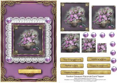 Basket Bouquet Pyramid Card Topper 2