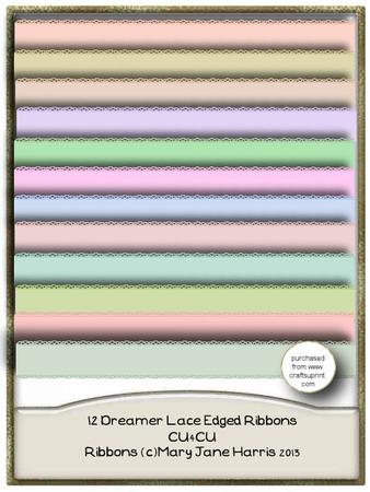 12 Dreamer Lace Edged Ribbons - Cu4cu