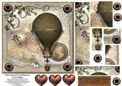 Steampunk Travel Balloon Card Topper