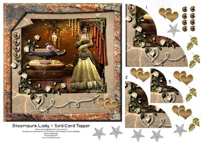 Steampunk Lady & Bird Card Topper