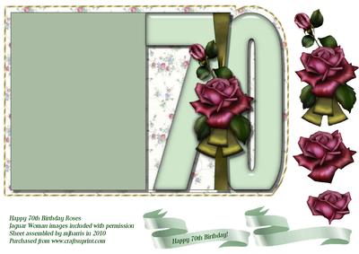 Happy 70th Birthday Roses Card