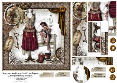 Steampunk Party Girl Card Topper