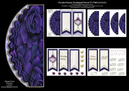 Purple Roses Tri-fold Panel Card Mini Kit