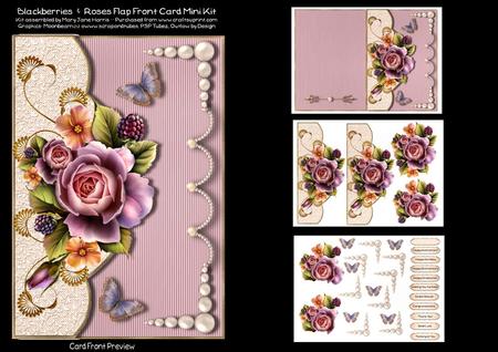 Blackberries & Roses Flap Front Card Mini Kit