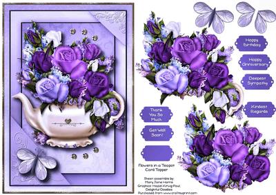 Flowers in a Teapot Card Topper 2