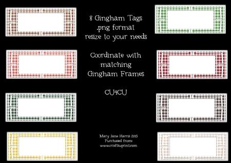 8 Gingham Sentiment Tags - Cu4cu