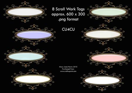 8 Scroll Work Sentiment Tags - Cu4cu