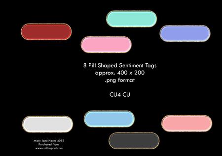 8 Pill Shaped Sentiment Tags - Cu4cu