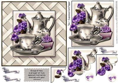 Tea & Cupcakes Card Topper 1