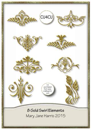 8 Gold Swirl Elements - Cu4cu