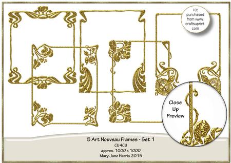 5 Art Nouveau Frames Set 1 - Cu4cu