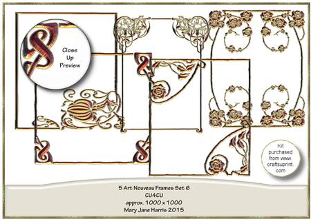 5 Art Nouveau Frames Set 6 - Cu4cu