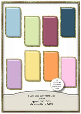 8 Gold Edge Sentiment Tags - Cu4cu