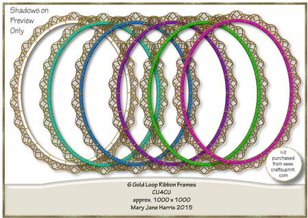 6 Gold Looped Ribbon Frames - Cu4cu